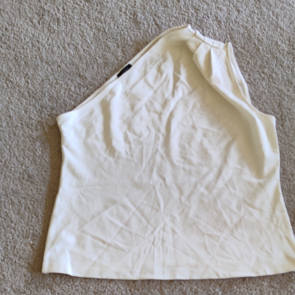 Ann Taylor Factory White One-Shoulder Tank Top